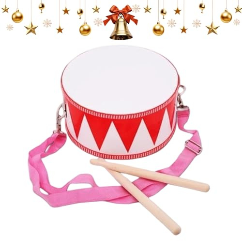 Batteria per | Giocattoli educativi in legno con 2 bacchette - 20 cm Cassa chiara del fumetto - Per principianti Ragazzi Ragazze Capodanno Natale Compleanno Festa Lezioni Di Musica Interni Esterni