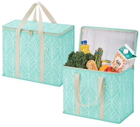 VENO 29 Liter Einkaufstasche Wiederverwendbare Faltbar Kühltasche, Groß Picknickkorb Robuste Isoliertasche Lunchtasche, Aufrecht Stehend Thermotasche