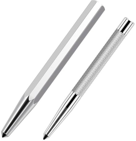 Violiica 2 x Körner aus Karbonstahl mit hoher Härte und gerändeltem Griff zum Positionieren und Bohren von Löchern auf Metall, Holz, Kunststoff