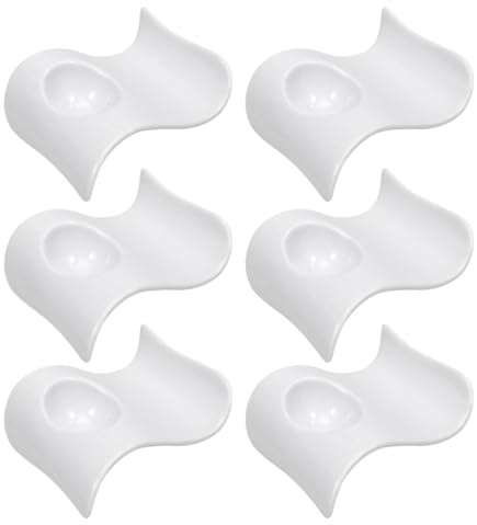 ABOOFAN Portauova in Ceramica Bianca 6 Pezzi, Piatti per Uova a Forma di Onda, Pratici e Resistenti per Colazione e Uso Quotidiano, Vassoi Portauova Domestici per Tavola da Pranzo