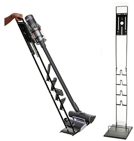 Universal Vacuum Stand Compatible with V15, V12, V11, V10, V8, V7, V6 – Sturdy Metal Storage Bracket Holder with Anti-Sway Design, No-Drill Freestanding Tower for Cordless Vacuum Cleaners & Accessorie