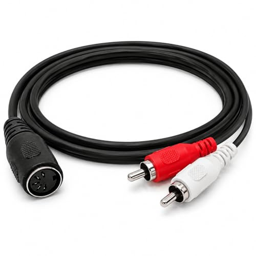 Medrialife 1.5m RCA Audiokabel Cinch Kabel Verlängerung Stecker 5 Polig 5-Poliger-Din-Mutter 2rca Adapterkabel für Subwoofer, Lautsprecher Heimkino
