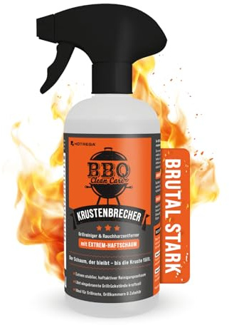 HOTREGA Krustenbrecher Grillreiniger 500 ml | Extra Starker Fettlöser | Aktivschaum gegen Ruß & Eingebranntes | BBQ Grillzubehör Reinigung | Für Grillrost, Smoker, Backofen & Gusseisen