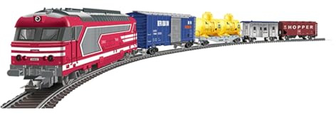 Joytopiaminds HO-Modellbahn-Set (Maßstab 1:87) Französische BB 67000 Diesellokomotive, elektrischer Zug mit Gleisen, Fahrregler und 3 Personenwagen für Modellbahn-Enthusiasten