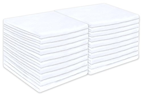 NatureMark 20er-Pack Mulltücher für Babys – 100% Baumwolle – Premium Babymulltücher, vielseitig verwendbare Spucktücher, Stoffwindeln, Pucktücher, Wickelunterlagen & Babypflegetücher, 70x70 cm Weiß