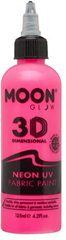 Moon Glow Pintura para tela Neon UV 3D - Pintura textil para ropa, camisetas, bolsos, zapatos y lienzos Rosa intenso 125 ml (Paquete de 1)