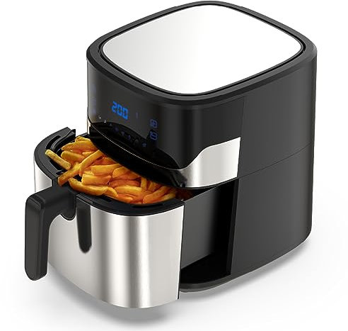 UNIVERSALBLUE Freidora de Aire Sin Aceite 6,5 L | Air Fryer Grande para 5-8 Personas | Control Táctil y Temporizador | 8 Programas de Cocina | Bandeja, Pincel y Espátula