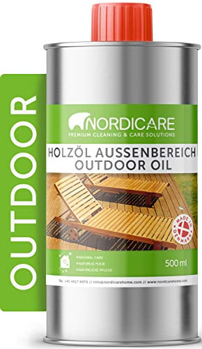 Nordicare Sealing Wood Oil for Outdoor Garden Furniture - Teak Oil for Garden Furniture - Suitable for All Outdoor Types of Wood, for Wood Exterior Protection - Easy to Apply (500ml)