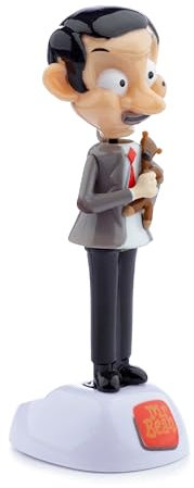 Puckator LTD. Mr. Bean mit Teddy Solar Wackelfigur schwarz/weiß/braun, Bedruckt, 100% Kunststoff.