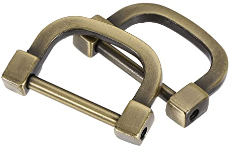 sourcing map 2 Stück D-Ringe Schrauben in Schäkel 25x15mm Hellbronze | Hochwertige Zinklegierung, galvanisiert, rostfrei und langlebig. Einfache Montage mit Schraubendreher.