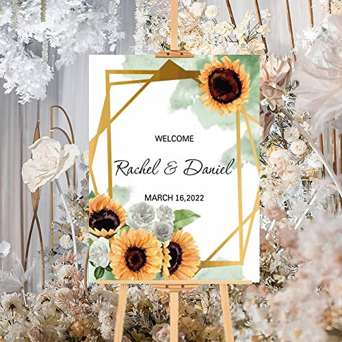 Rustikales Holzschild für Hochzeit, Sonnenblume, florales Holz, Hochzeit, Willkommensschild, personalisierbar, für Hochzeit, Party, Party, Schild für Verlobung, Feier, Hochzeit, Party, Dekoration,
