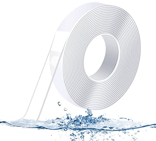 5M Cinta Doble Cara Extrafuerte Transparente,Nano Cinta Adhesiva Doble Cara Autoadhesiva Reutilizable Adhesivo Doble Ancho 1cm Para Alfombras, Marcos De Cuadros Y Cojines