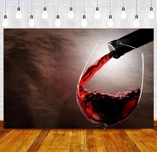 SHRAPHY Red Wine Backdrop 7x5ft Vintage Wine Cup Ball Party Banner Decoration Background for Photo Studio Props RBJXPUH89