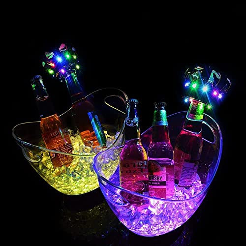 OLOTU Durable Rechargeable LED Ice Bucket 8L，Acrylic Barrel Luminous Ice Buckets Nightclubs Light Up Champagne Beer Buckets，Ice-Cold Tools Thickened