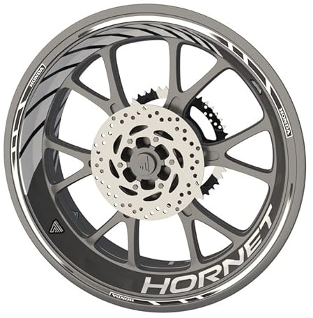 Hon da Hornet Premium Qualität Felgenrandaufkleber für Motorrad (2 Räder) (weiß)