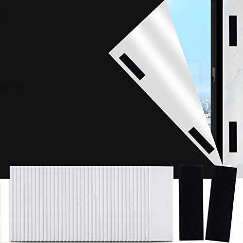 BEHAHAI Portable Blackout Blinds, 150 * 200CM Blackout Material Temporary Blackout Blinds Stick On Window No Drill Blackout Blinds with 20PCS Self Adhesive Fasteners for Nursery Bedroom and Travel