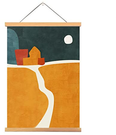 Posterleiste Holz Affiche D'art Mural En Toile Et Rouleaux En Bois Accrocher Décoration Murale Poster Cadre Enfants Peinture Salon Chambre À Coucher Décoration De Bureau À Domicile (Color : B, Size