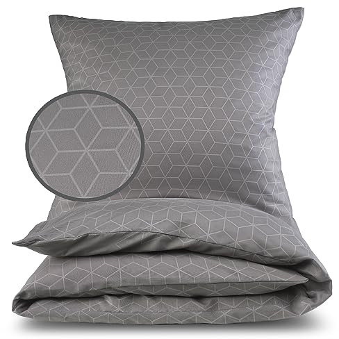 MALIKA® Bettwäsche Prägedruck 135x200 4 teilig | ÖkoTex Zertifiziert & für Allergiker geeignet |Bettwäsche Set mit je 2 Bettbezügen 135 x 200 & 2 Kissenbezügen 80x80