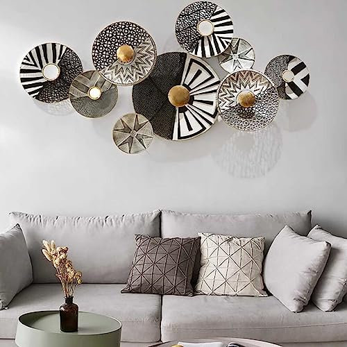 JYHCD Groß Wanddeko Metall 3D Wandornament Rund Hängende Wanddekoration Moderne Minimalistische Wandskulpturen Wohnzimmer, Bad, Küche, Büro Wandschmuck, 70X134cm