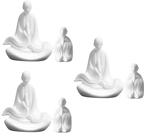SOLUSTRE 6 STK -Ornamente Mini-mönchsfigur Meditationsmönch Einen Freund Wachsen Tee Haustier Feng-Shui- -Statue Kleine Mönchsskulptur Zen-mönch Fette Katze Yoga Baby China Weiß