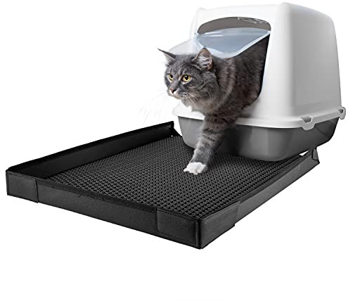 Katzenklo Matte Katzenstreu Katzen XXL Katzentoilette für Katze Katzenmatte Katzenstreumatte Vorleger Unterleger Auffangmatte mit Rand (60x46 cm) Wabenmuster Petigi