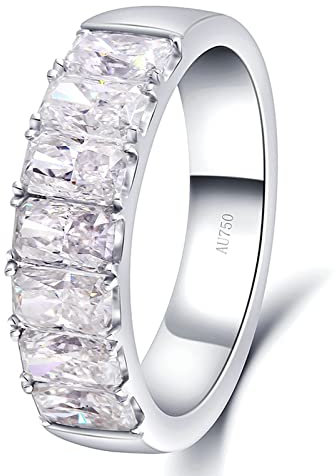 Lieson Ehering Frauen, Hochzeit Ring Weißgold 585 14K Damen Luxus Rechteckig Moissanit 2.1ct Freundschaftsringe Weißgold Gr. 53 (16.9)