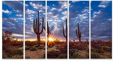islandburner Prime Bild auf Leinwand Malerische Arizona Wüste Landschaft Saguaro Kaktus Dramatische Wolken Bilder Wandbilder Poster