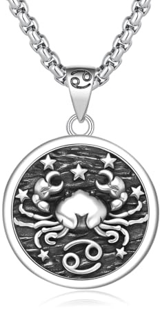 REDSUN stjärntecken cancer med halsband 925 sterlingsilver 12 stjärntecken cancer hänge zodiac hänge för kvinnor, män eller barn, Sterlingsilver