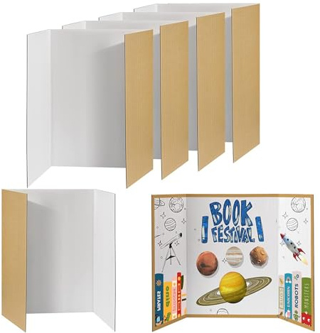 4 Stück Dreifach Gefaltete Präsentationstafel Weiß Postertafel Schule Tragbar Karton Schulprojekte Ausstellungstafel Faltbar Geschäftspräsentationen Wissenschaftsmesse Präsentationstafel