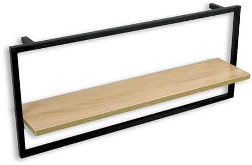 holz4home® Wandregal Long Schwarz gerahmt I 70x15x30 cm I Hochwertiges MDF & Metall I inkl. Befestigungen aus Stahl für Schweberegal Industrial Flair