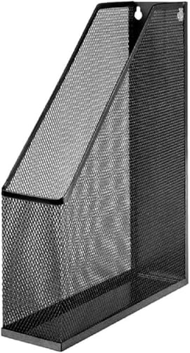 D.RECT Stehsammler A4 Metallgeflecht, Stehordner, bis C4, Archivbox, Ösen für Wandmontage, Dokumentenablage, 7,3x25x31,6 cm, Schwarz