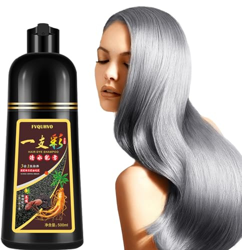 Onilyua Instant Silver Gray Hair Dye Shampoo 500ml for Men & Women, 3 in 1 Silver Hair Dye, Easy to Use, Natural Shampoo Silver Hair Dye in Minutes 16.9 Fl Oz (Silver gray)