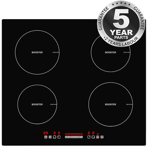 Panana Induction Hob 4 Burners, 2800W Plug in Electric Hobs with Flexible Zone for BBQ, 60cm Built-in Induction Cooker with 9 Power Levels Setting, Pause Function, Timer, Child-safety Lock, No Plug