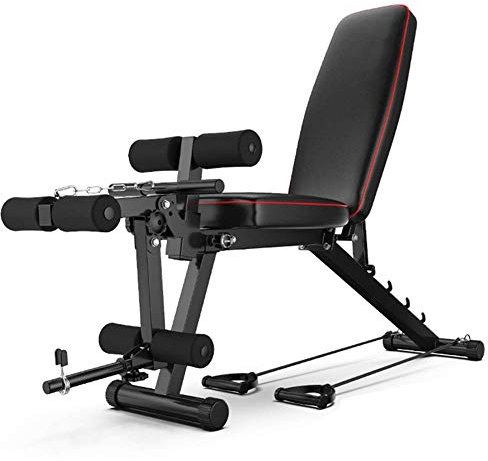 BOSHYUM Multifunktions-Hantelbank, Trainingsbank mit Beinstrecker und Beinbeuger, Sit-Up-Schrägbank für Bauchmuskeln, verstellbare Fitnessbank für das Heim-Fitnessstudio, Schwarz