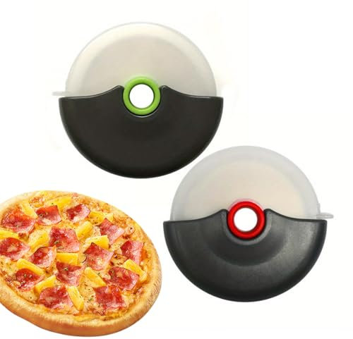 IKOPFLN 2 Stück Pizzaschneiderad Pizzaschneider mit Klingenschutz und ergonomischem Griff superscharf und spülmaschinenfest Pizzaroller