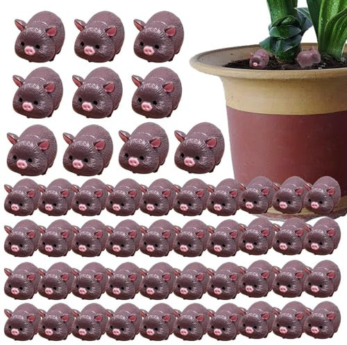Shitafe -Schwein-Gartendekoration, süßes -Schwein - Resin Miniatur Schwein,50 Stück Schwarze Schweinefiguren, Spielzeug für Zuhause, Partyzubehör und Gartenverschönerung für Feengarten,