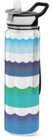 famyily Japanese Blue Ocean Waves clear plastic sports water bottle for journal Unique design decor journal Office Travel Home