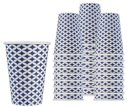 Bicchieri di Carta Compostabili 200 ml - Per Acqua e Bevande Calde o Fredde - Fantasie Colorate, Fiori, Maioliche, Eco-Friendly e Ideali per Feste, caffè, ufficio e Uso Quotidiano (ART 71510, 100 PZ)