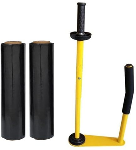 Stretchfoliedispenser för förpackning inkl. 2 x stretchfolie i svart 500 mm x 250 m 23 my – professionell handdispenser för stretchfolie, lämplig för 30–50 cm foliebredd ? Rullare för pallförpackning