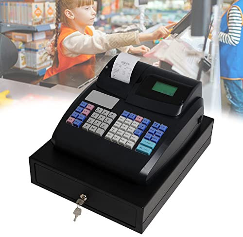 IUBGFTO Elektronische Registrierkasse mit 48-Tasten-Tastatur, 6 Digitale LED-Handelskassen, 58 mm leicht zu beladende Papierkassen