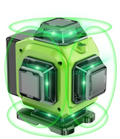 Livella Laser Autolivellante 16 Linee, 4 X 360 °Livello Laser Autolivellante Verde, 2 x Batterie, Autolivellante, Supporto rotante, Telecomando Cabina di rilevamento