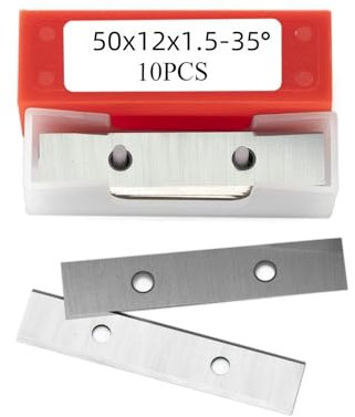 50x12x1.5mm-35° Double-Edged Carbide Inserts - 10 Pack Tungsten Replacement Blades for Helical Planer Heads & Hand Scrapers - Woodworking, MDF, Plywood Cutting Tools