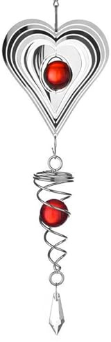 Sertay Carillon Éolien Anti Oiseaux, Spirale Vent Réfléchissante, Balcon Anti Pigeon, Anti Oiseaux Spirale Vent, Spirale Carillon Éolien, aux Jardins, Balcons, Vergers, Maisons, Clôtures (Coeur)