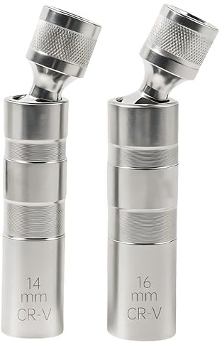 AMSAMOTION Zündkerzenschlüssel 14mm und 16mm 2 Stück Magnet Universal Flexibel Zündkerzenschlüssel Satz Werkzeuge zum Entfernen von Zündkerzen (14mm+16mm)