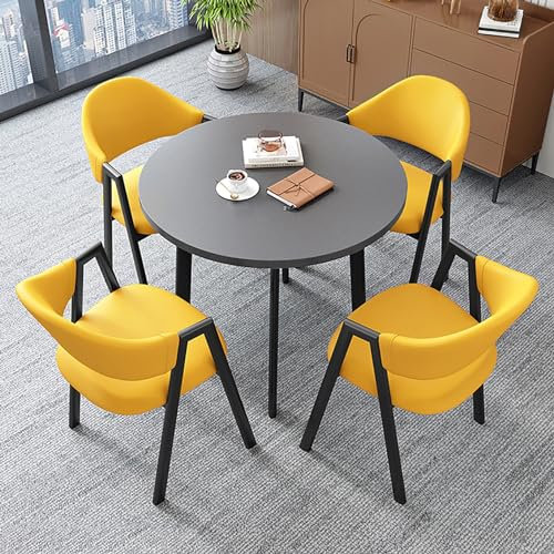 Modernes Büromöbel-Set, runder Konferenztisch mit Stühlen für 4 platzsparende Empfänge und Couchtisch-Set