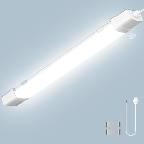 Litglobe LED Feuchtraumleuchte 115CM mit Bewegungsmelder,6500K Kaltweiß LED Röhre,40W 4400LM Sensor Feuchtraumlampe,IP65 Wasserdicht Kellerleuchte,Leuchtstoffröhre für Küche Büro Flur Balkon Trepp