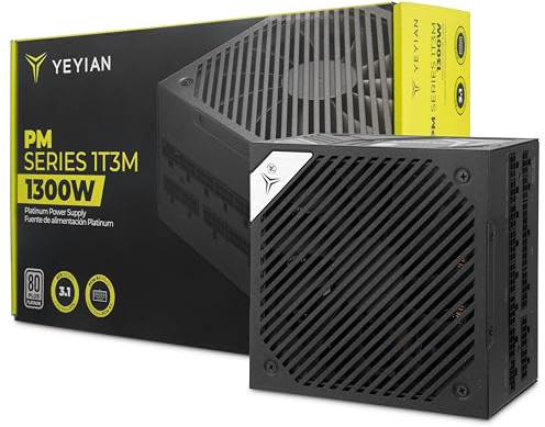 Yeyian Fuente de Alimentación Orion 1300W ATX 3.1 – Certificación 80 + Platinum, PCIe 5.1, Condensadores Japoneses, Compatible con NVIDIA y AMD – Alta Eficiencia y Potencia Real