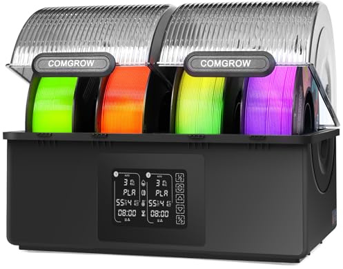 Comgrow SH03 Filamenttork, 4-spoles torkbox, dubbla 200W PTC snabb uppvärmning upp till 85°C, dubbla oberoende värmekammare, automatisk avfuktning & förseglad förvaring för PLA PETG ABS TPU ASA 1,75