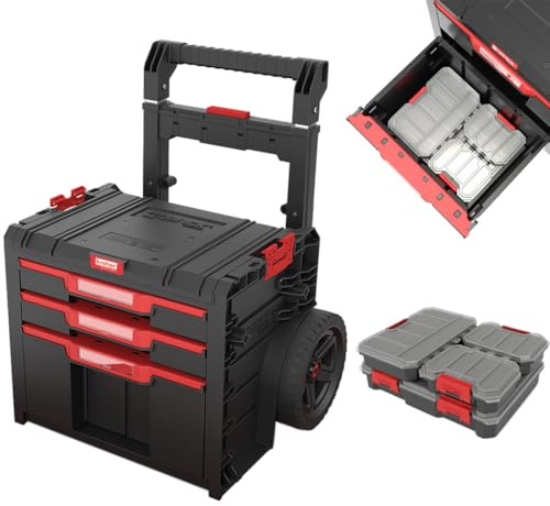 XL Modular Qbrick Wählbar -Werkzeugkoffer mit Rollen, Werkzeugtrolley, Werkstattkoffer Set, Werkstattwagen Set mit viel Zubehör! Der mobile Alleskönner - Privat & Gewerbe (Cart PRO Drawer 3)