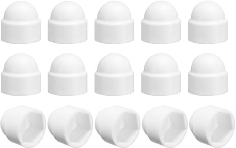 QUARKZMAN 15 st sexkantiga mutterskydd, M14 x 21 x 24 mm plastskyddskåpa för sexkantiga muttrar för inomhus- och utomhusmöbler, dekorativa bultar, vit